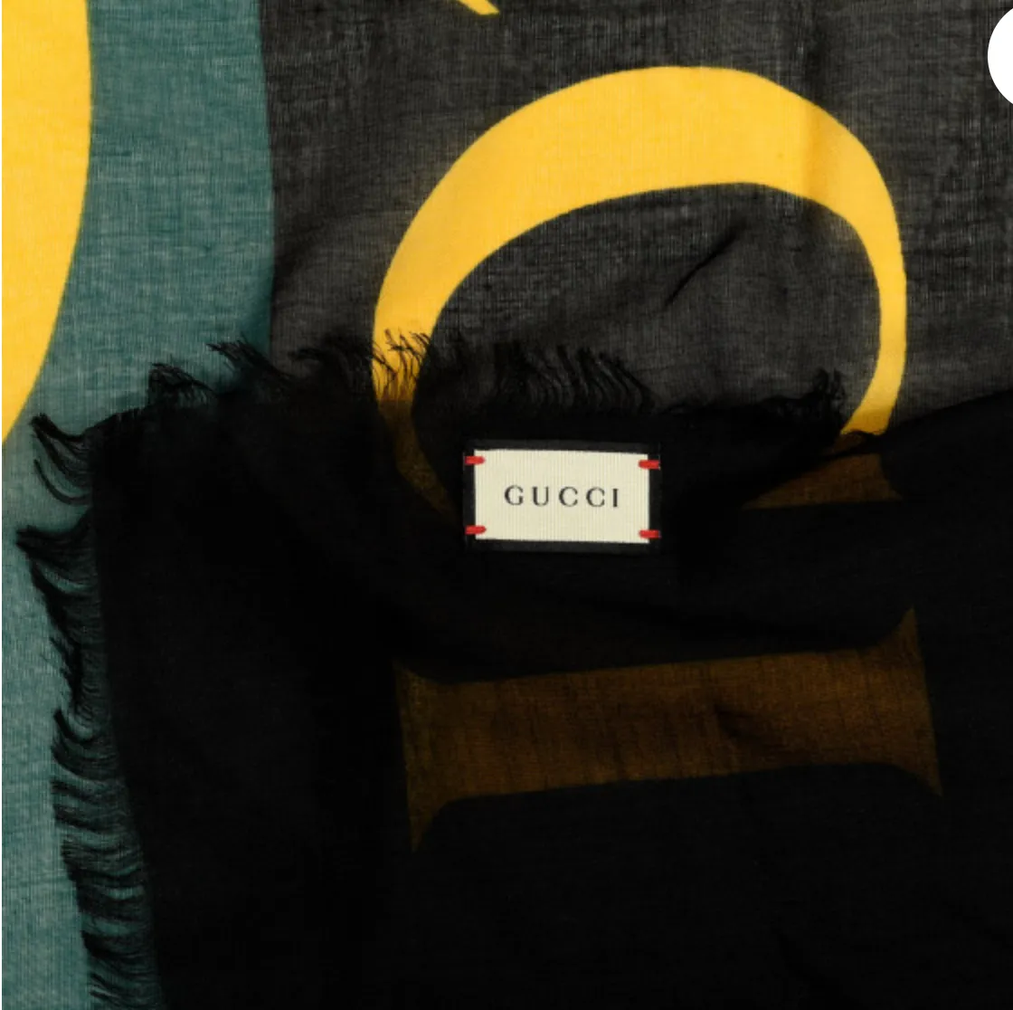 GUCCI Modal Silk Coco Capitan Logo Shawl in Black