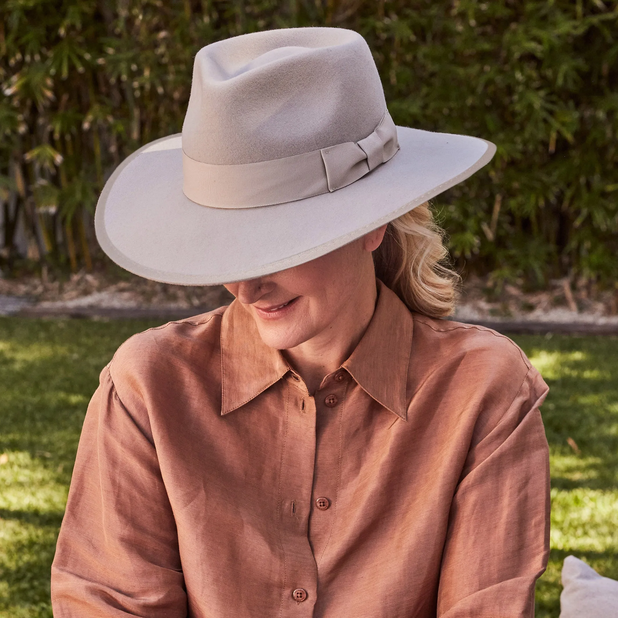 Hallie Felt Fedora Hat - Grey