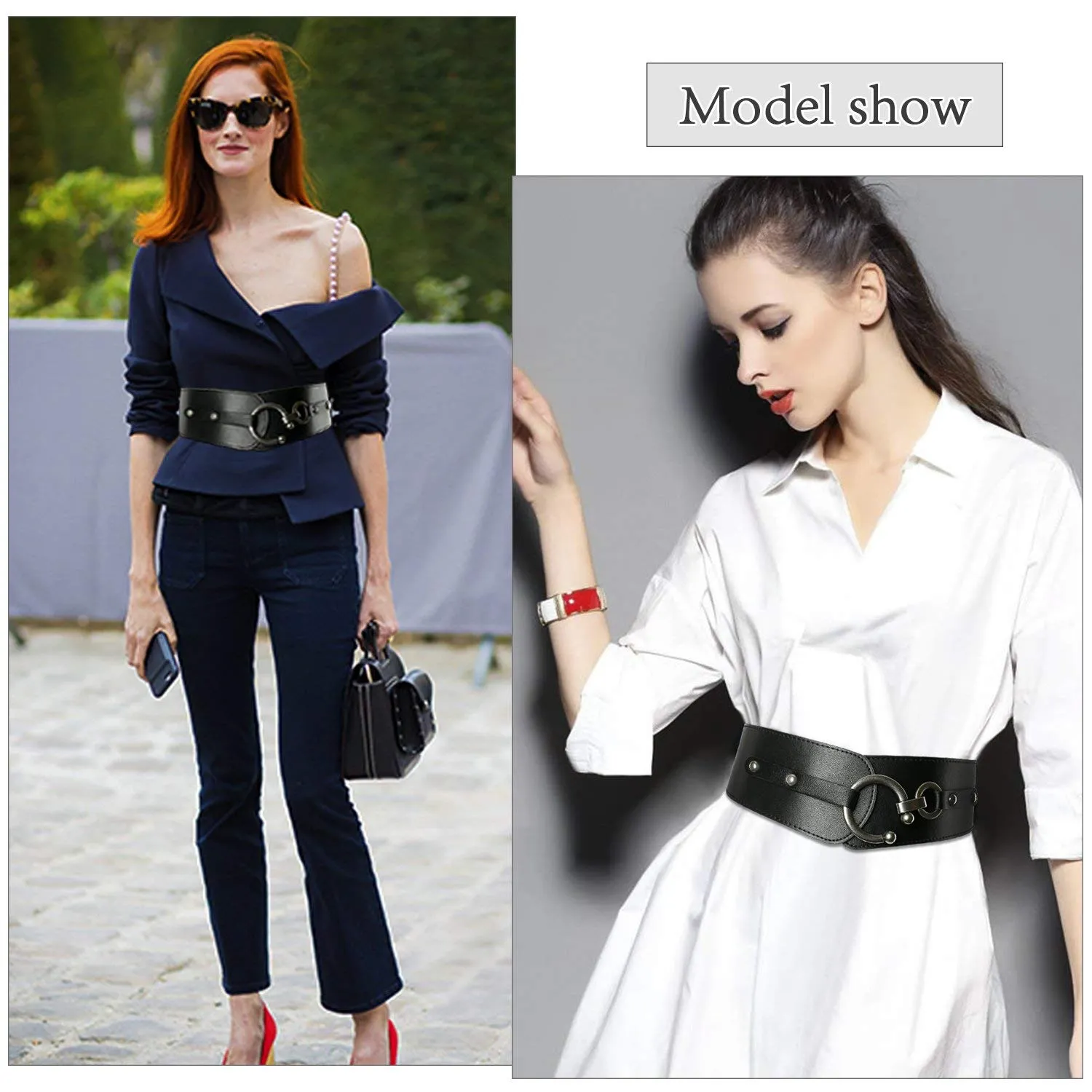 Halloween Women's Fashion Vintage Wide Elastic Stretch Waist Belt With Interlock Buckle