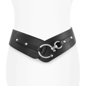 Halloween Women's Fashion Vintage Wide Elastic Stretch Waist Belt With Interlock Buckle