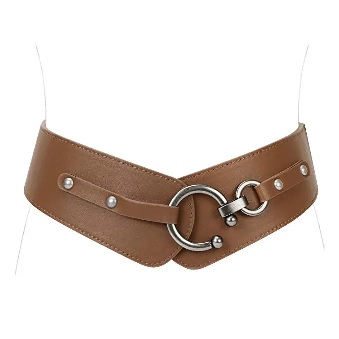 Halloween Women's Fashion Vintage Wide Elastic Stretch Waist Belt With Interlock Buckle