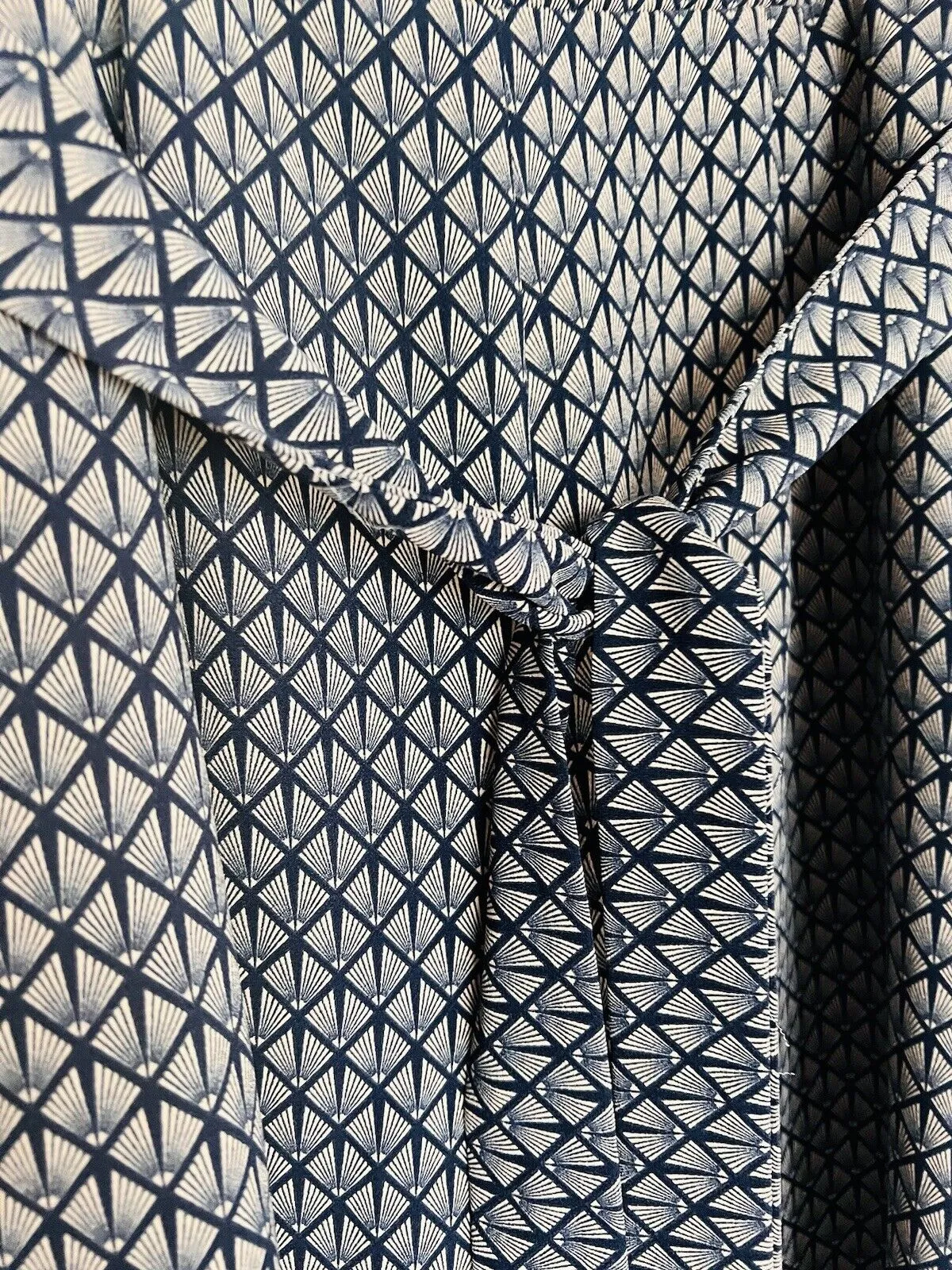 H&M Pattern Print Strapless Jumpsuit Sz 6 Blue Tie Waist Wide Leg