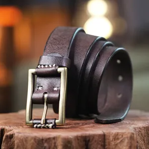 Hand-Made Sewing Retro Jeans Genuine Leather Belt