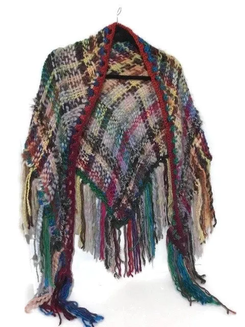 Handwoven shawl, tri-loom wrap, winter alpaca wear, fall scarf, The landscaping of flowers shawl, andrea designs handmade woven shawl, must have gift