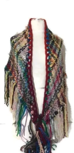 Handwoven shawl, tri-loom wrap, winter alpaca wear, fall scarf, The landscaping of flowers shawl, andrea designs handmade woven shawl, must have gift