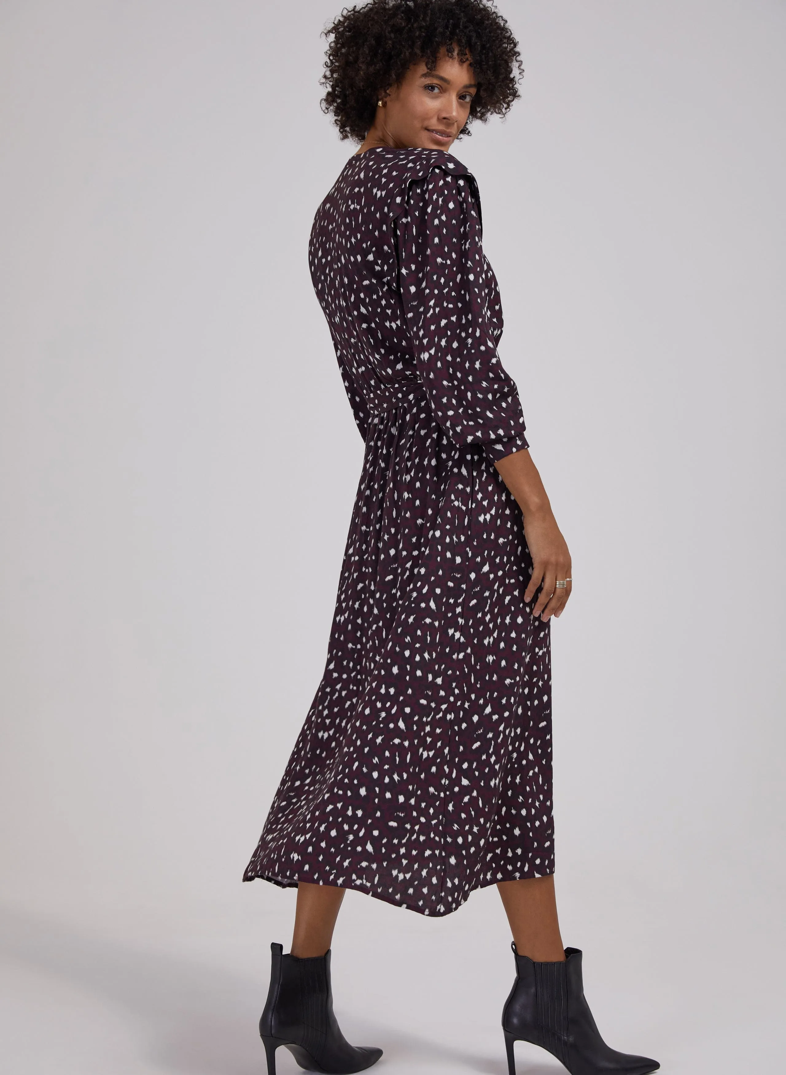 Harper LENZING™ ECOVERO™ Leopard Print Midi Shirt Dress | Dark Cherry