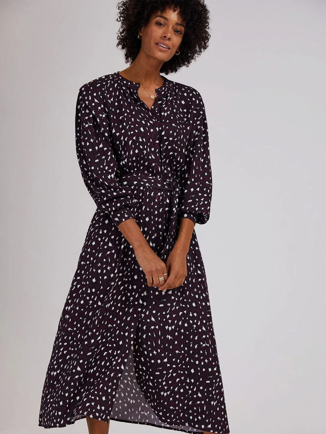Harper LENZING™ ECOVERO™ Leopard Print Midi Shirt Dress | Dark Cherry