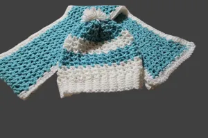 Hat and Scarf Set adult size green and white