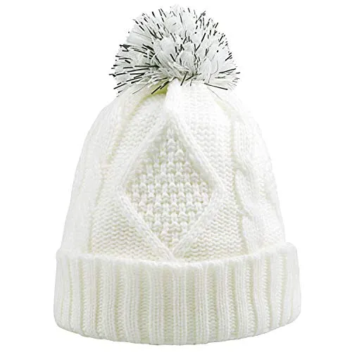 Hat Glove Scarf Set Women, 3 in 1 Beanie Hat and Scarf Winter Set Knit Warm Winter Gift Set for Women Girls (Cream)