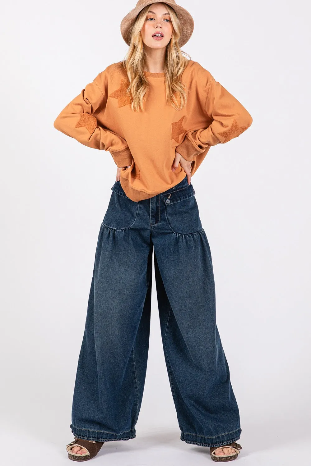 Hazel Blues® |  SAGE   FIG Mid-Rise Cargo Jeans with Pockets