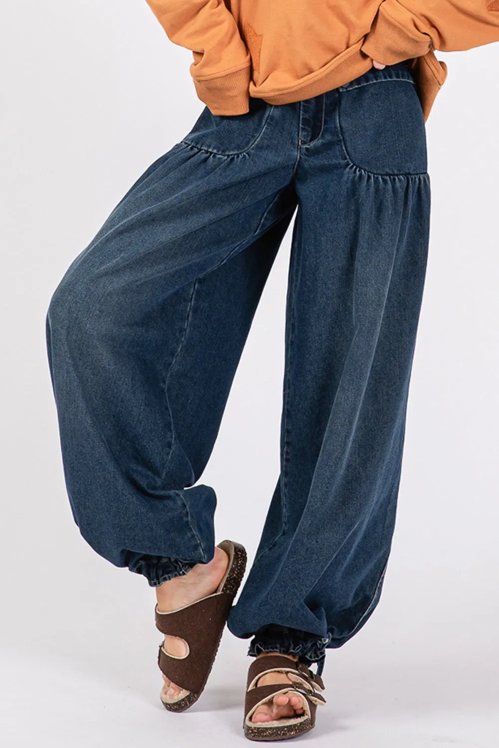 Hazel Blues® |  SAGE   FIG Mid-Rise Cargo Jeans with Pockets