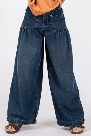 Hazel Blues® |  SAGE   FIG Mid-Rise Cargo Jeans with Pockets