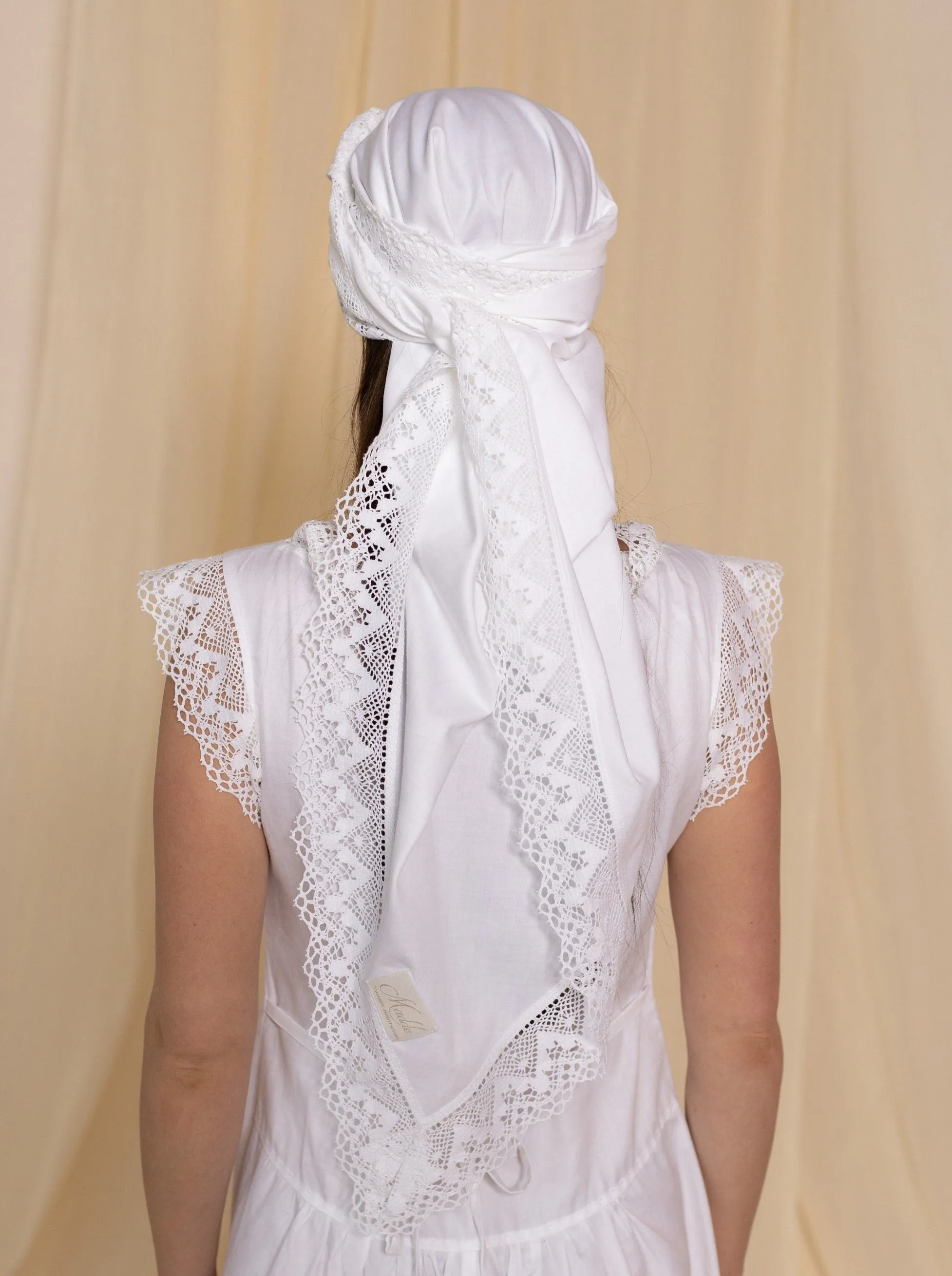 Head Wrap Scarf in White Cotton