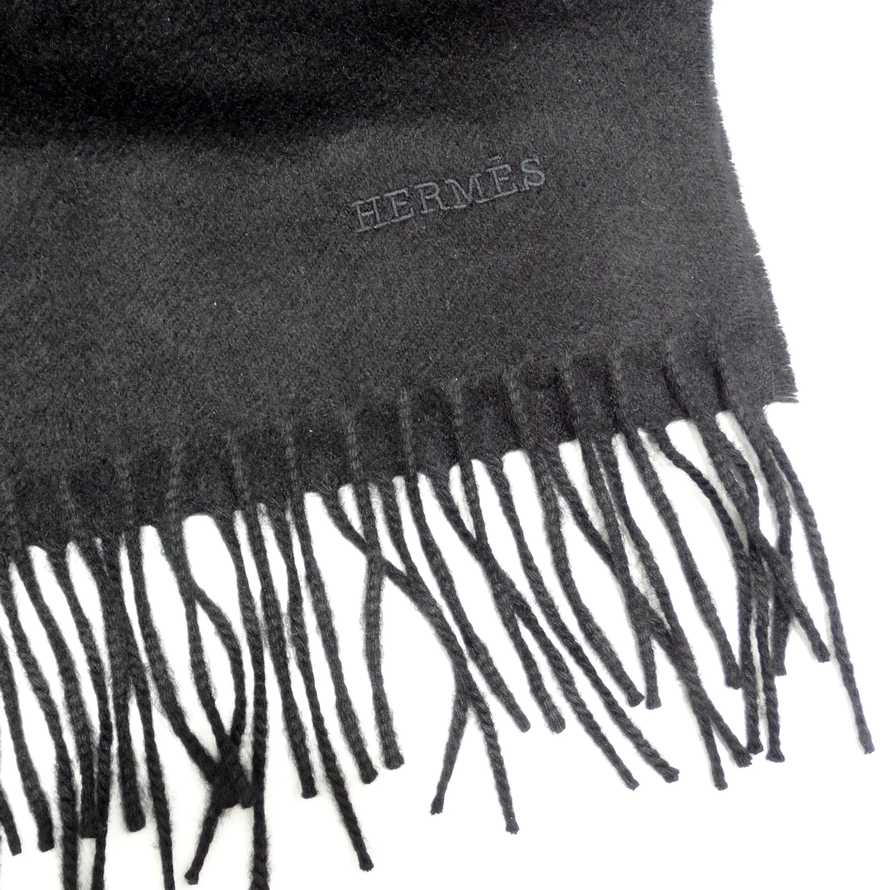 Hermes Black Cashmere Scarf