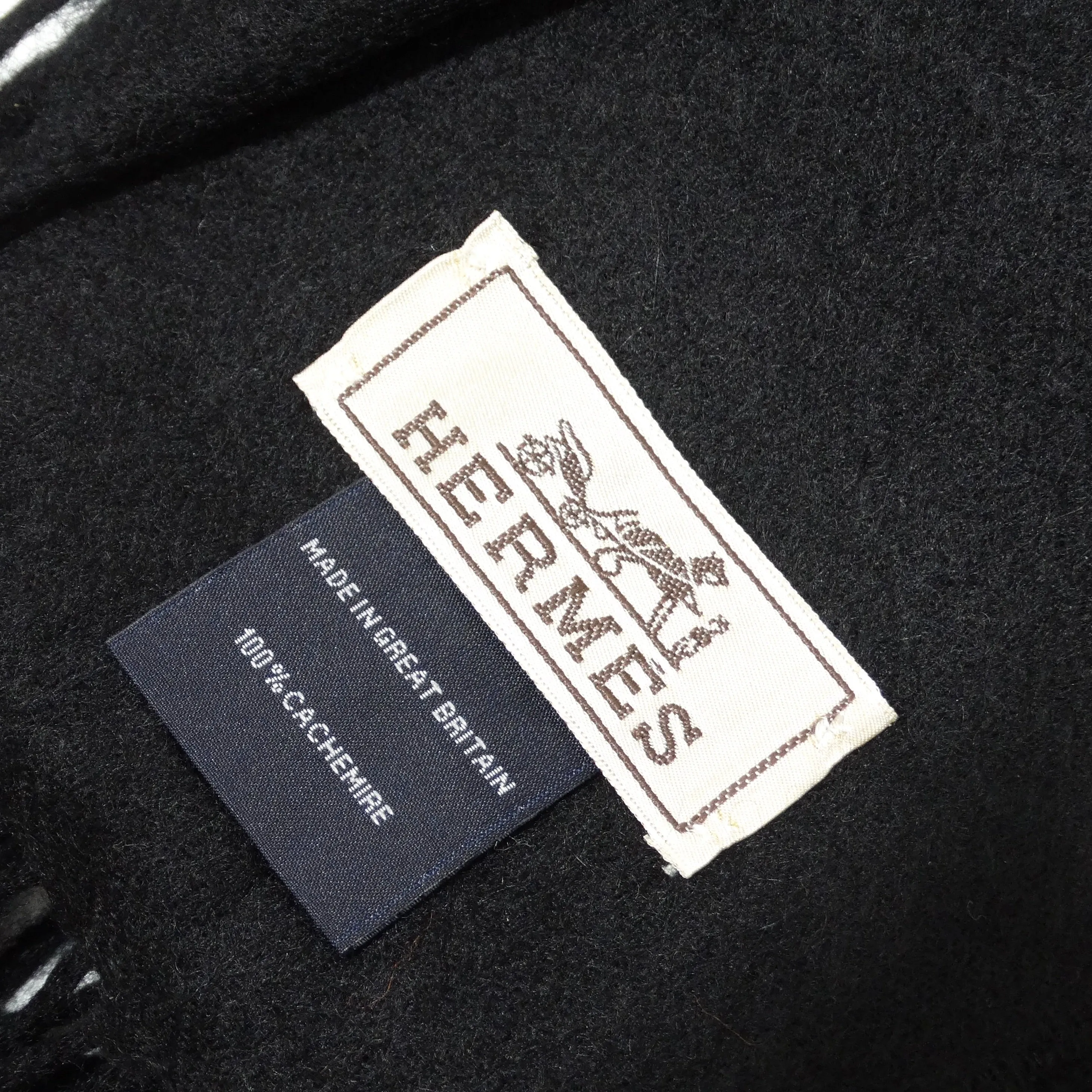 Hermes Black Cashmere Scarf