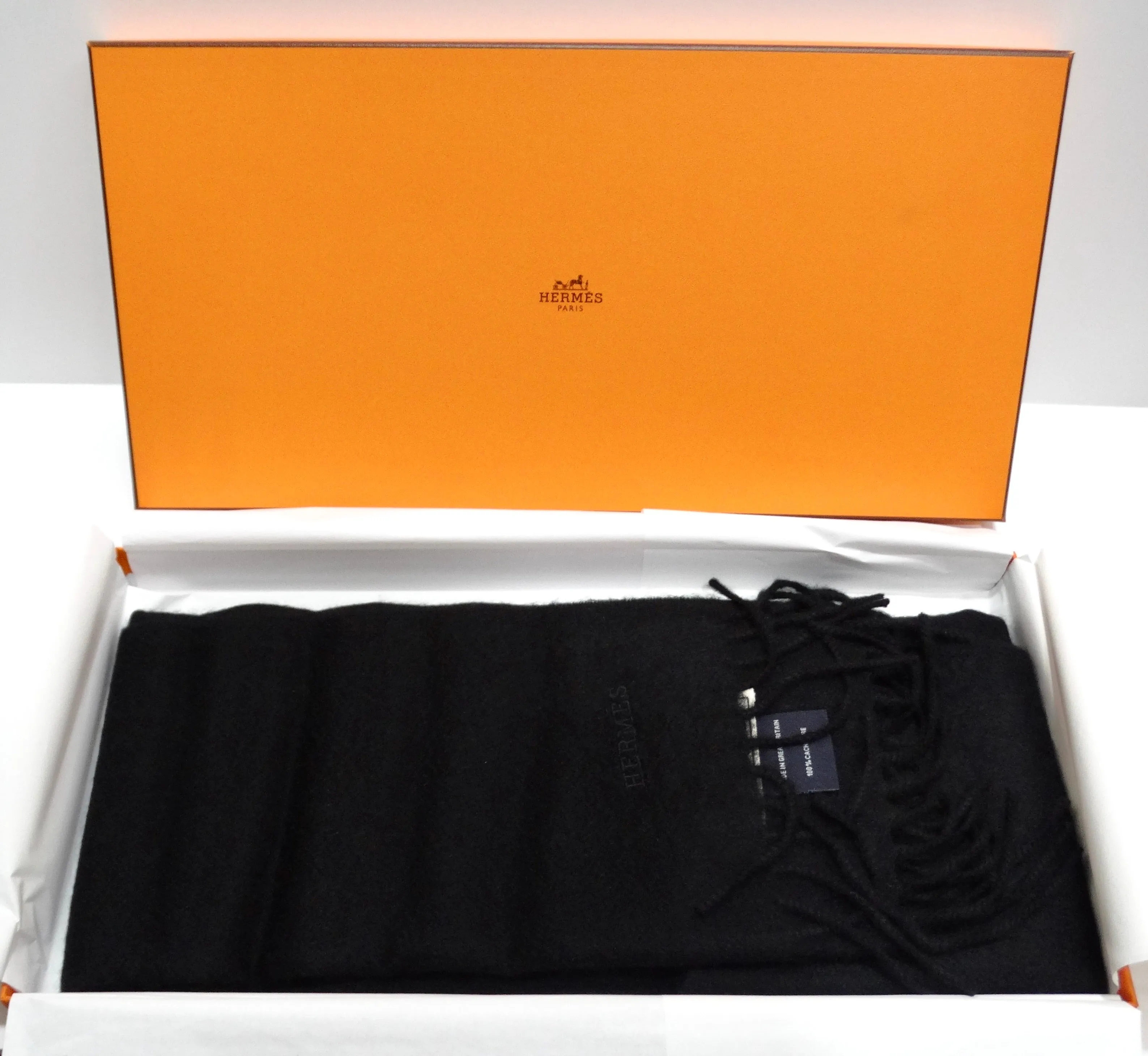 Hermes Black Cashmere Scarf