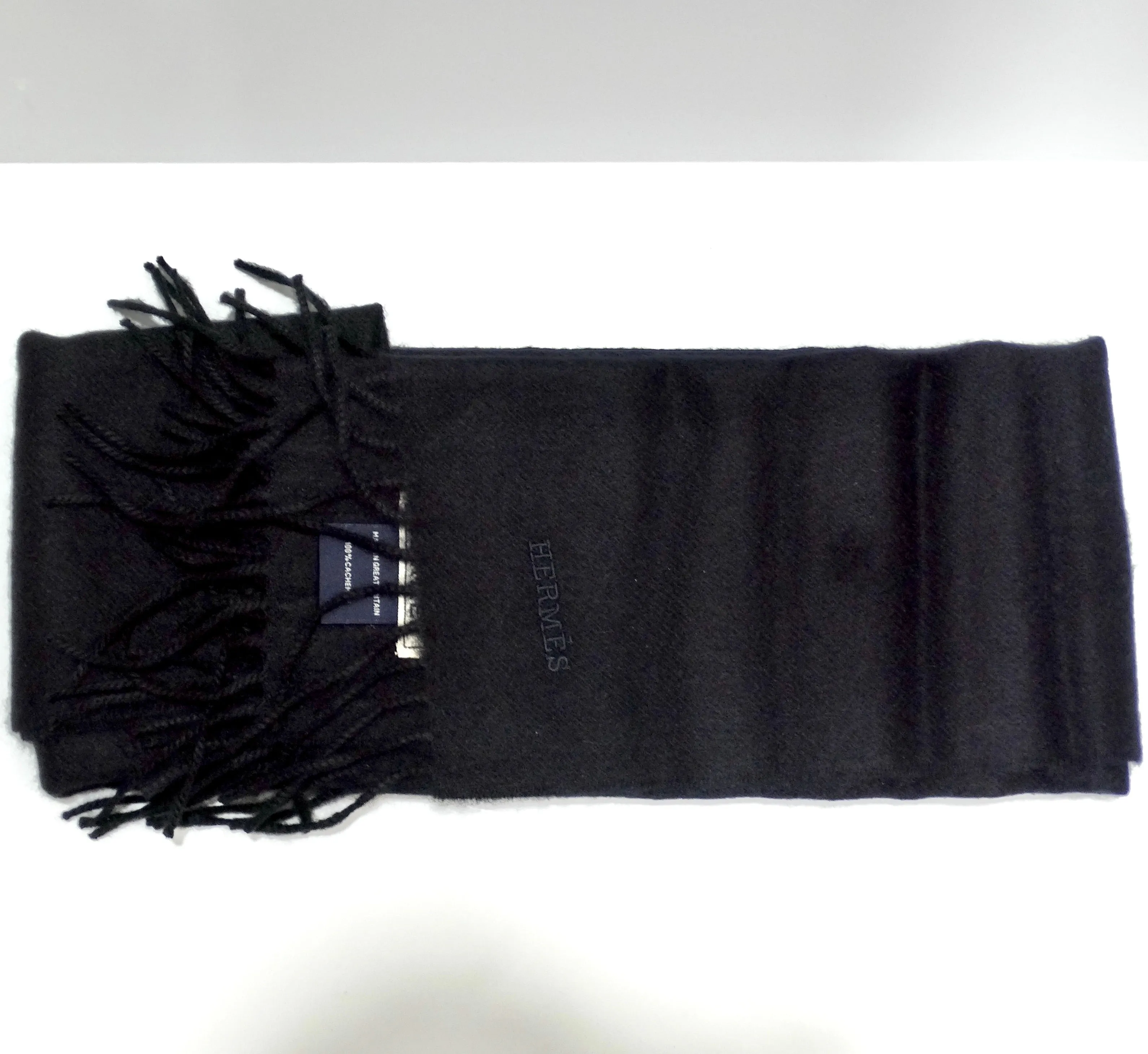 Hermes Black Cashmere Scarf