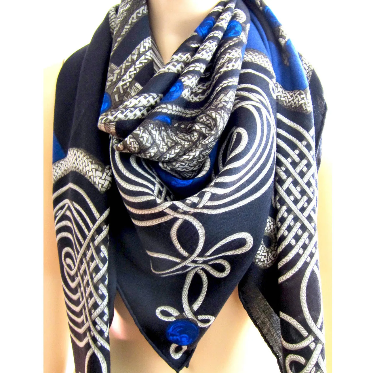 Hermes Brandebourgs Cashmere Silk Shawl GM 140cm