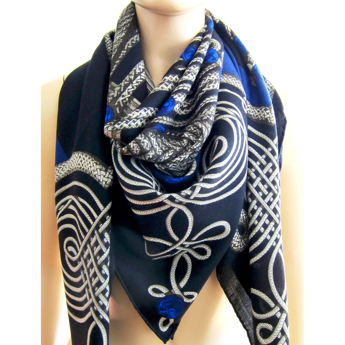 Hermes Brandebourgs Cashmere Silk Shawl GM 140cm