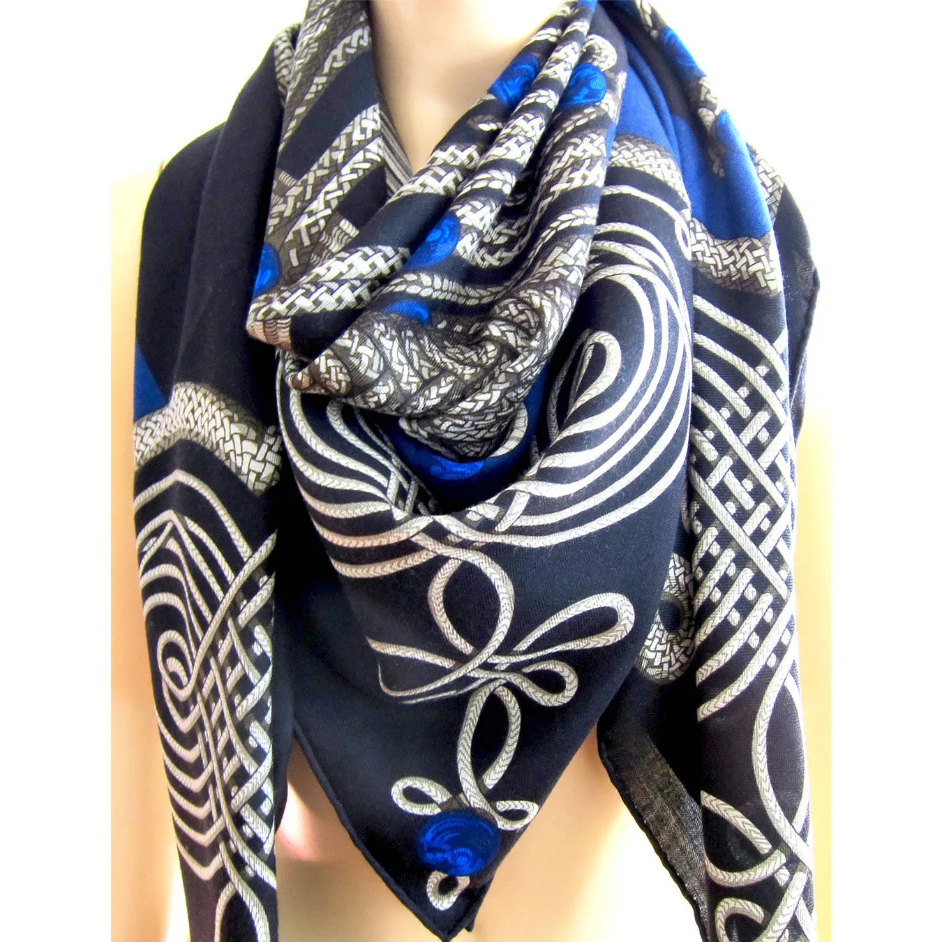 Hermes Brandebourgs Cashmere Silk Shawl GM 140cm
