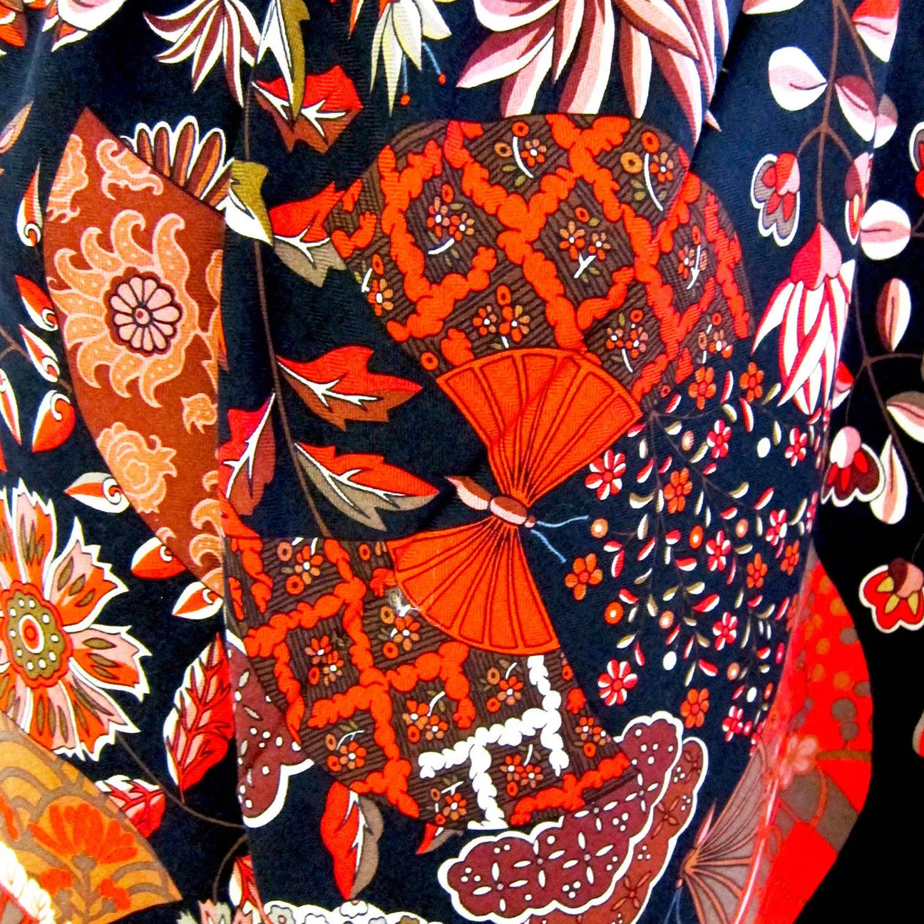 Hermes Fleurs et Papillions de Tissus Cashmere Silk GM Shawl