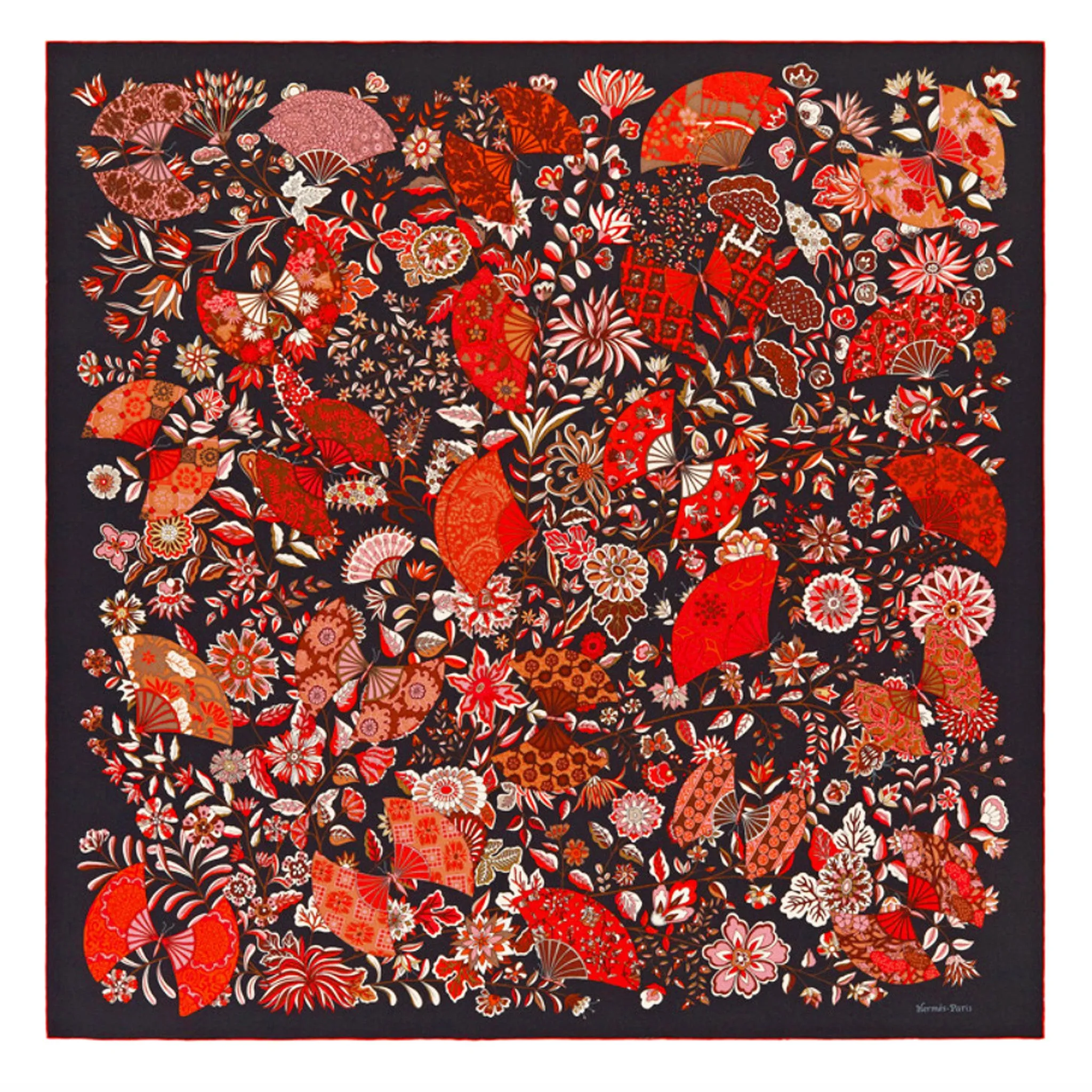Hermes Fleurs et Papillions de Tissus Cashmere Silk GM Shawl