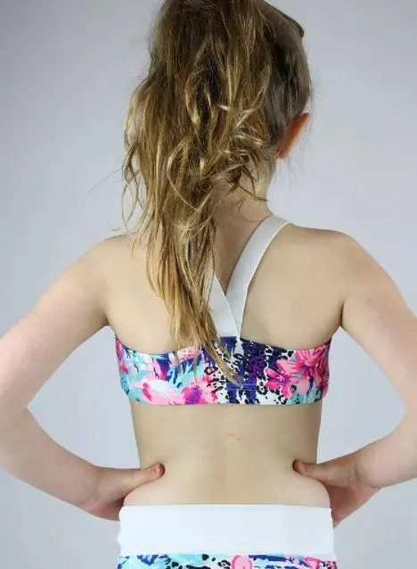 Hibiscus V Sports Bra Youth Girls