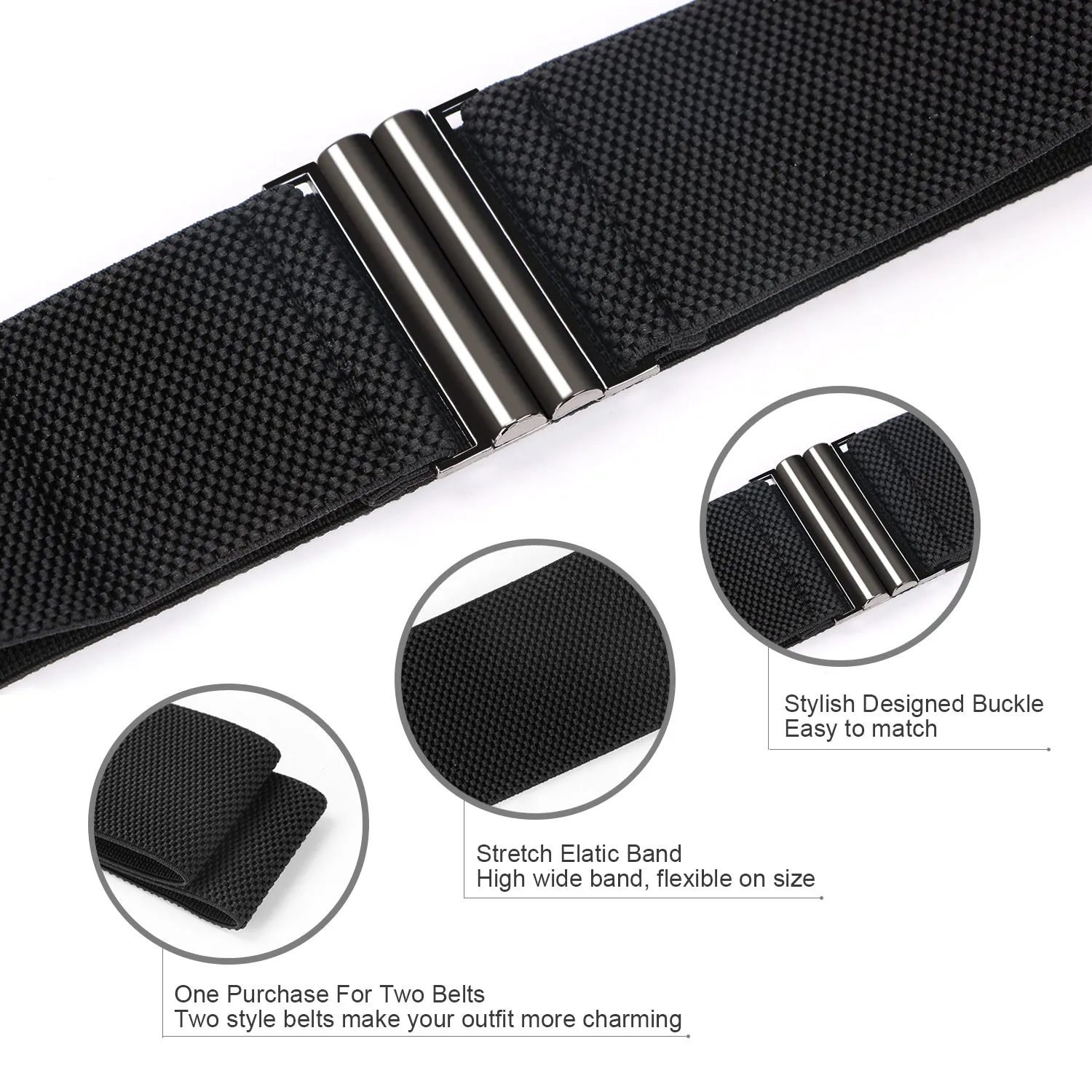 High Waist Elastic Stretchy Belt - JASGOOD 2018 New Design Mid Cinch Retro Dress Waist Belt For Women.
