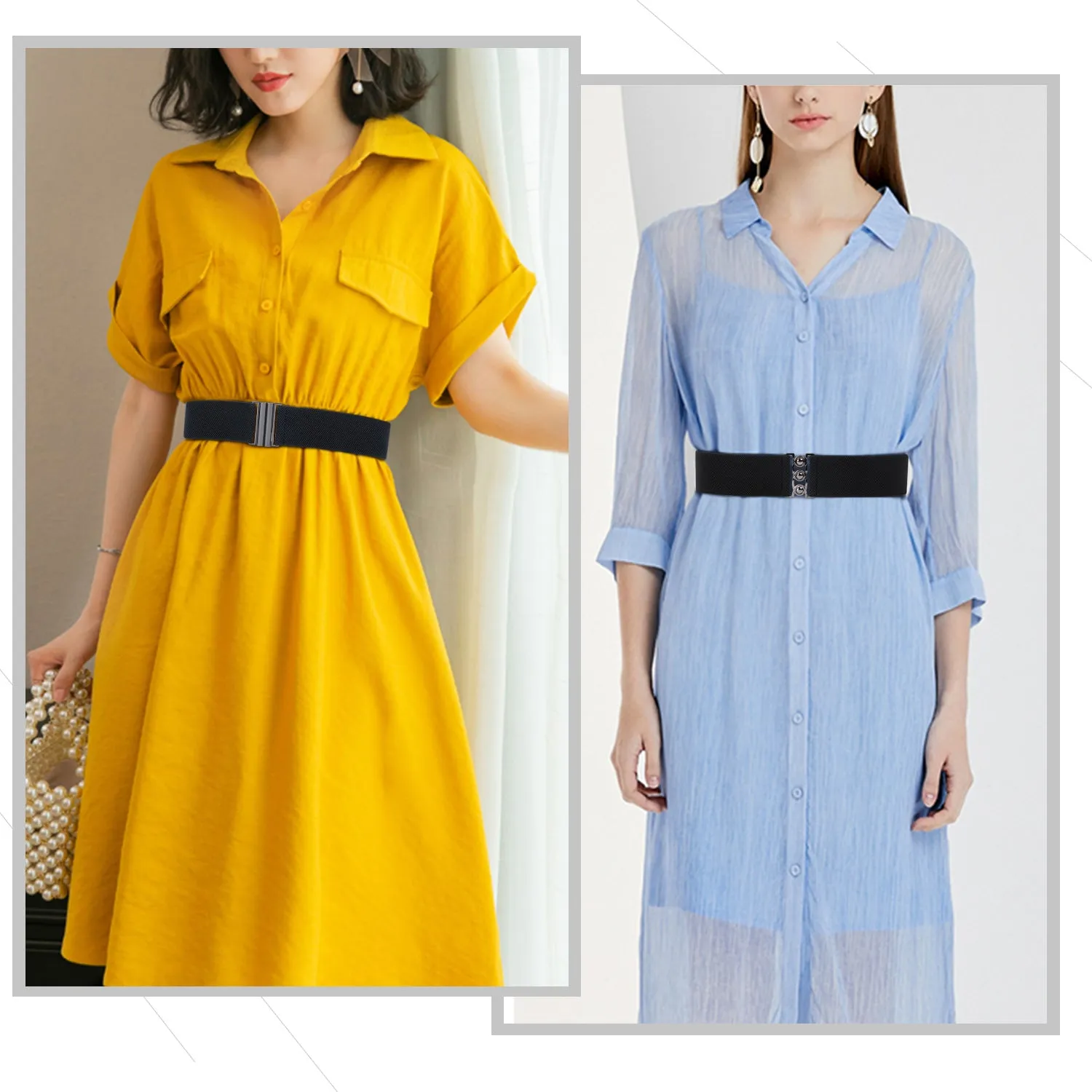 High Waist Elastic Stretchy Belt - JASGOOD 2018 New Design Mid Cinch Retro Dress Waist Belt For Women.