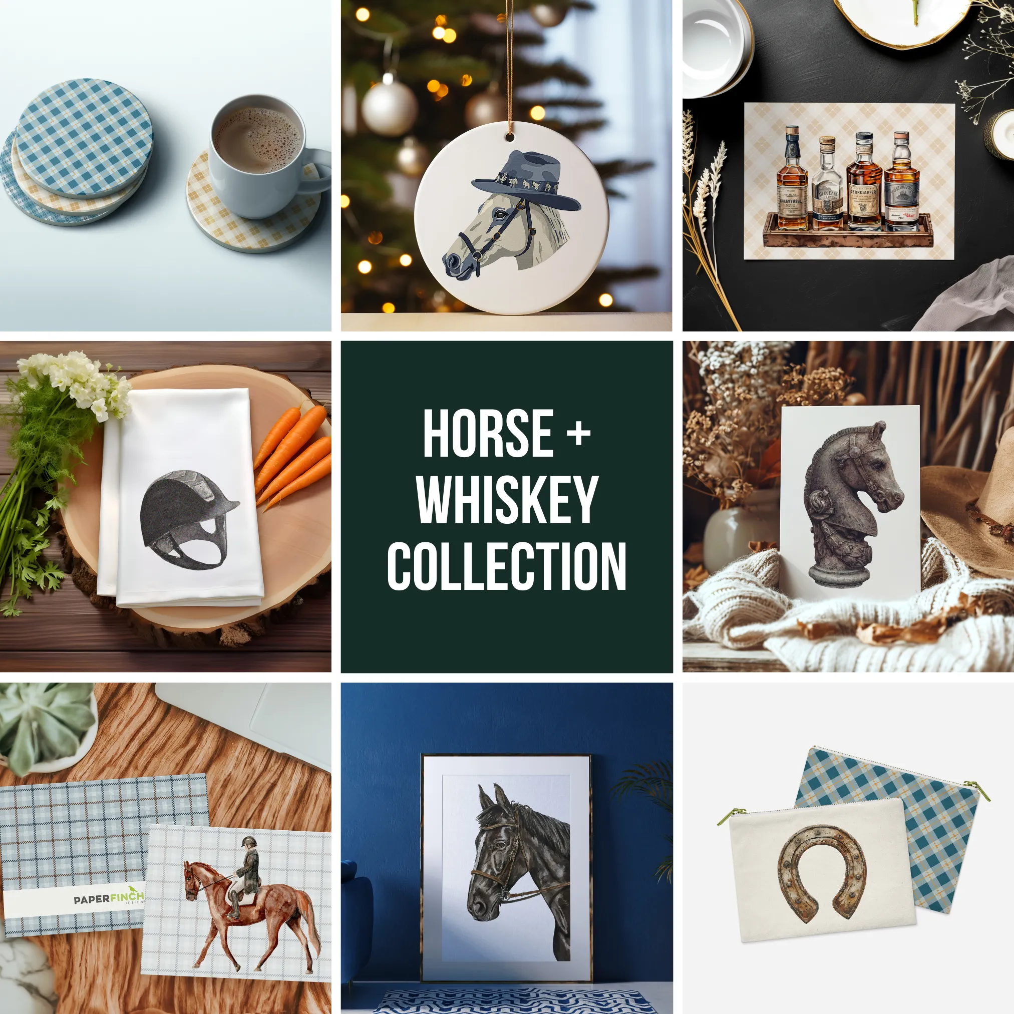 Horse Ornament - Dapper white horse in a fancy blue cowboy hat, perfect for adding a whimsical touch to your Christmas tree decor gift!