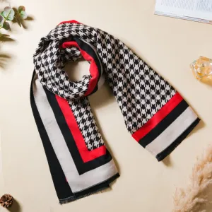Houndstooth Patterned Shawl Scarf