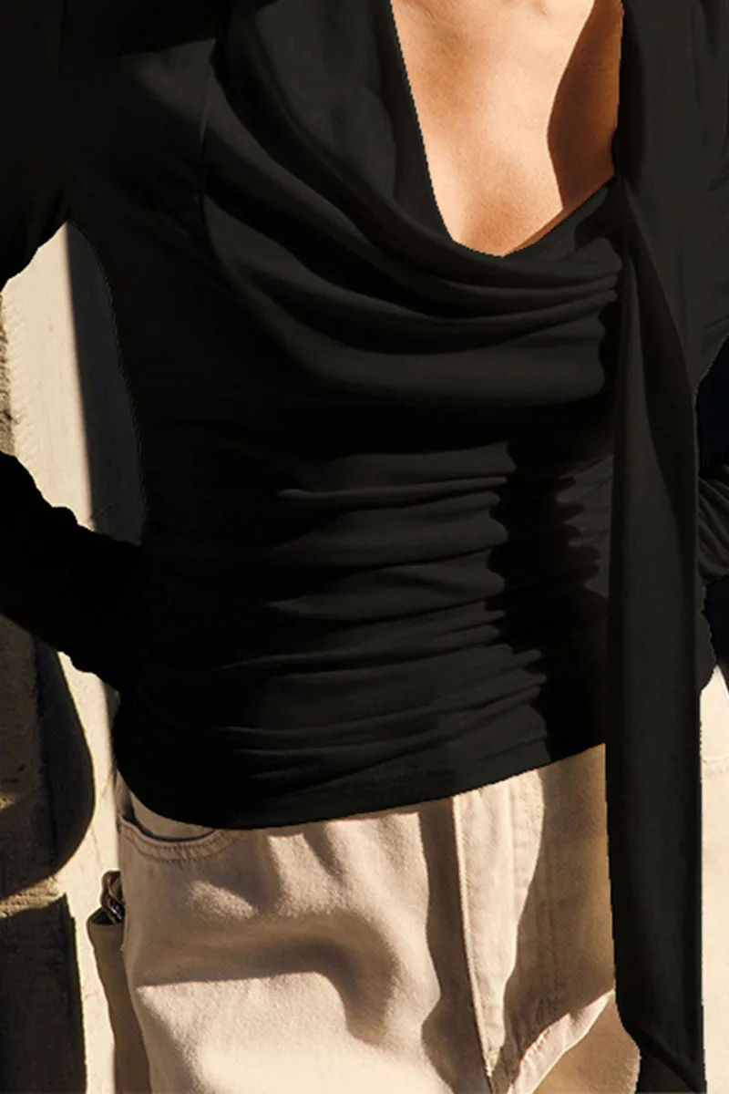 HTS1190 Draped Scarf Neck Top