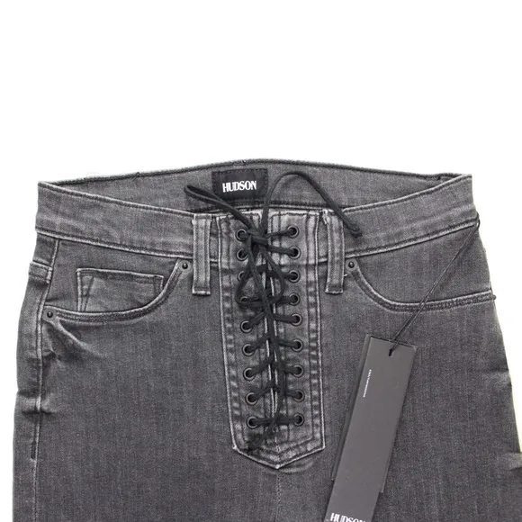 Hudson High-Rise Vintage Wash Lace-Up Flare Crop Boot 25
