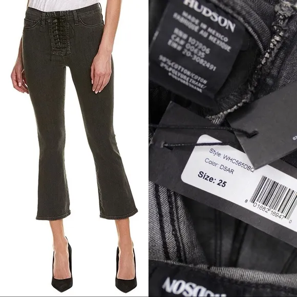 Hudson High-Rise Vintage Wash Lace-Up Flare Crop Boot 25