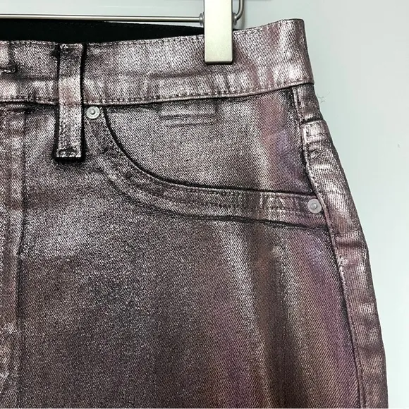Hudson Jeans Centerfold Skirt High Waisted Metallic SZ 31 Large 12 Coated Pencil
