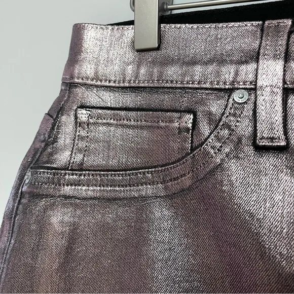 Hudson Jeans Centerfold Skirt High Waisted Metallic SZ 31 Large 12 Coated Pencil