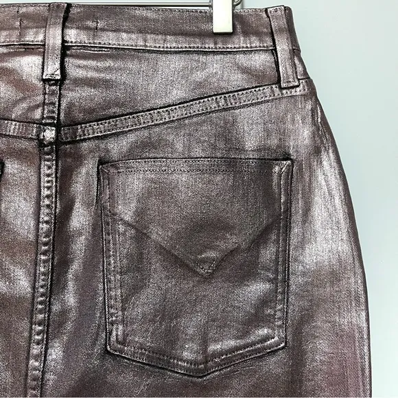 Hudson Jeans Centerfold Skirt High Waisted Metallic SZ 31 Large 12 Coated Pencil
