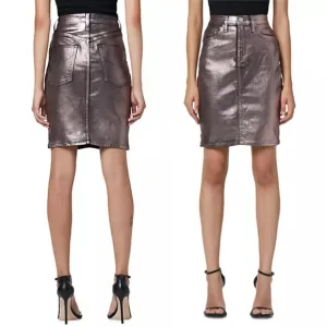 Hudson Jeans Centerfold Skirt High Waisted Metallic SZ 31 Large 12 Coated Pencil