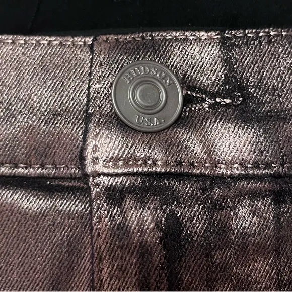 Hudson Jeans Centerfold Skirt High Waisted Metallic SZ 31 Large 12 Coated Pencil