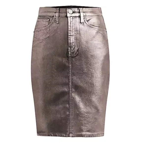 Hudson Jeans Centerfold Skirt High Waisted Metallic SZ 31 Large 12 Coated Pencil