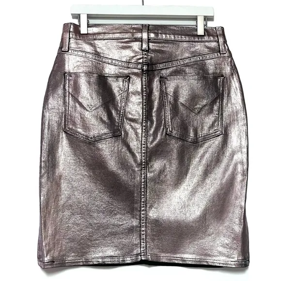 Hudson Jeans Centerfold Skirt High Waisted Metallic SZ 31 Large 12 Coated Pencil