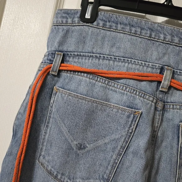 Hudson | Jessi Boyfriend High Fold-Over Waist Straight Jeans, Destructed, EUC!
