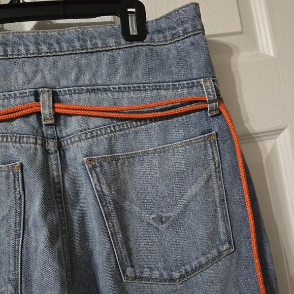 Hudson | Jessi Boyfriend High Fold-Over Waist Straight Jeans, Destructed, EUC!
