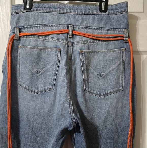Hudson | Jessi Boyfriend High Fold-Over Waist Straight Jeans, Destructed, EUC!