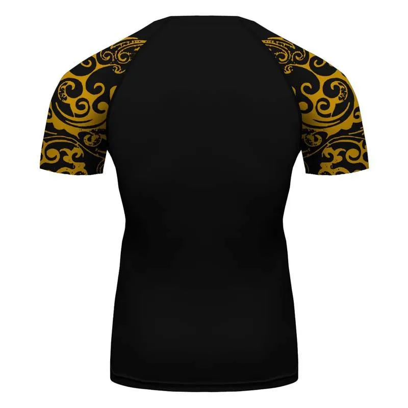 Hufflepuff Harry Potter Short Sleeve Compression Sports Fitness Shirt
