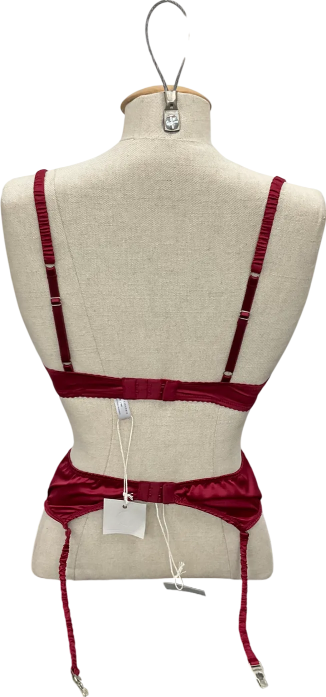 Identity Lingerie Red Upcycled  Bra And Suspenders UK 32C