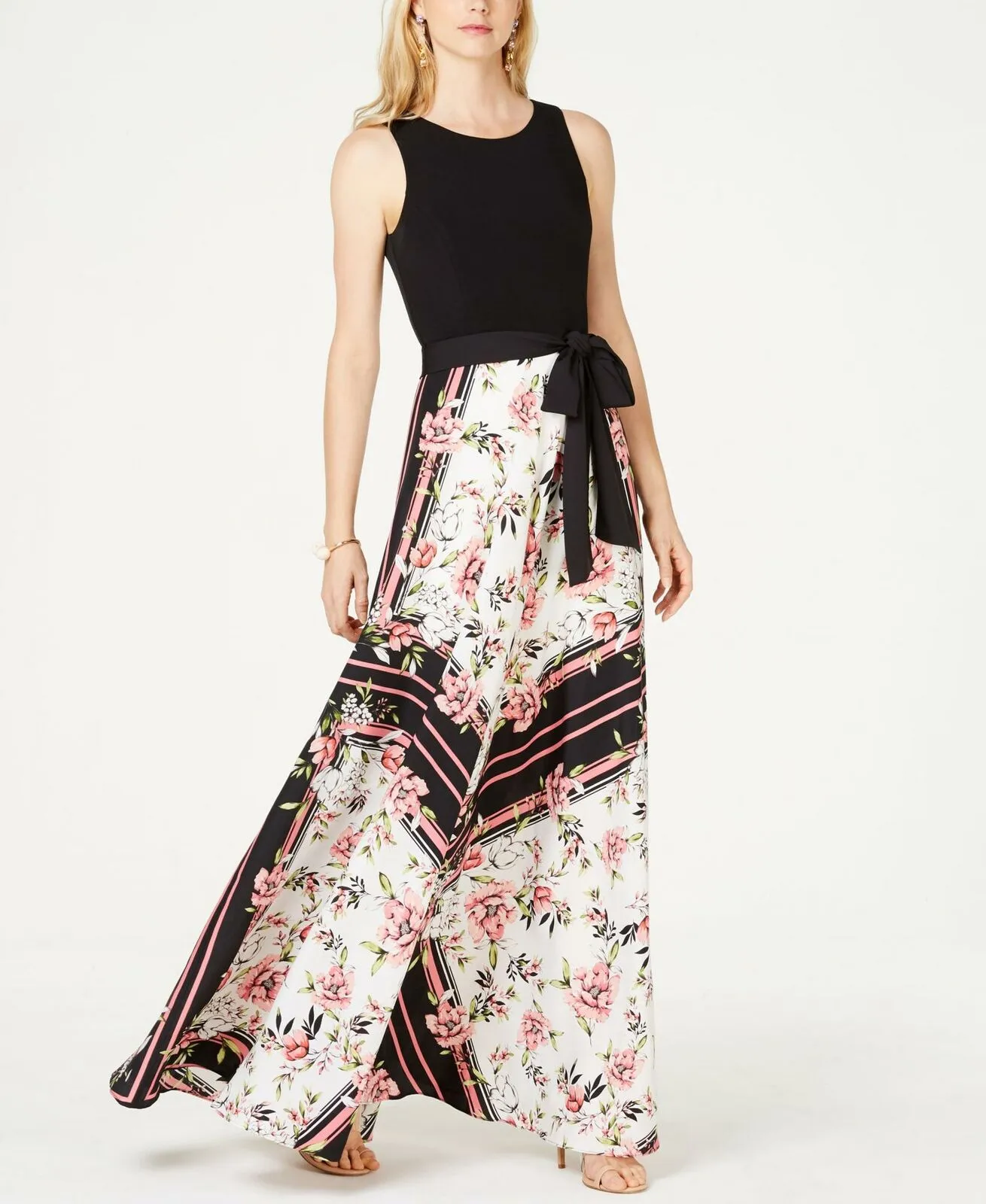 INC International Concepts Petite Knit Top Floral Skirt Maxi Dress 4P