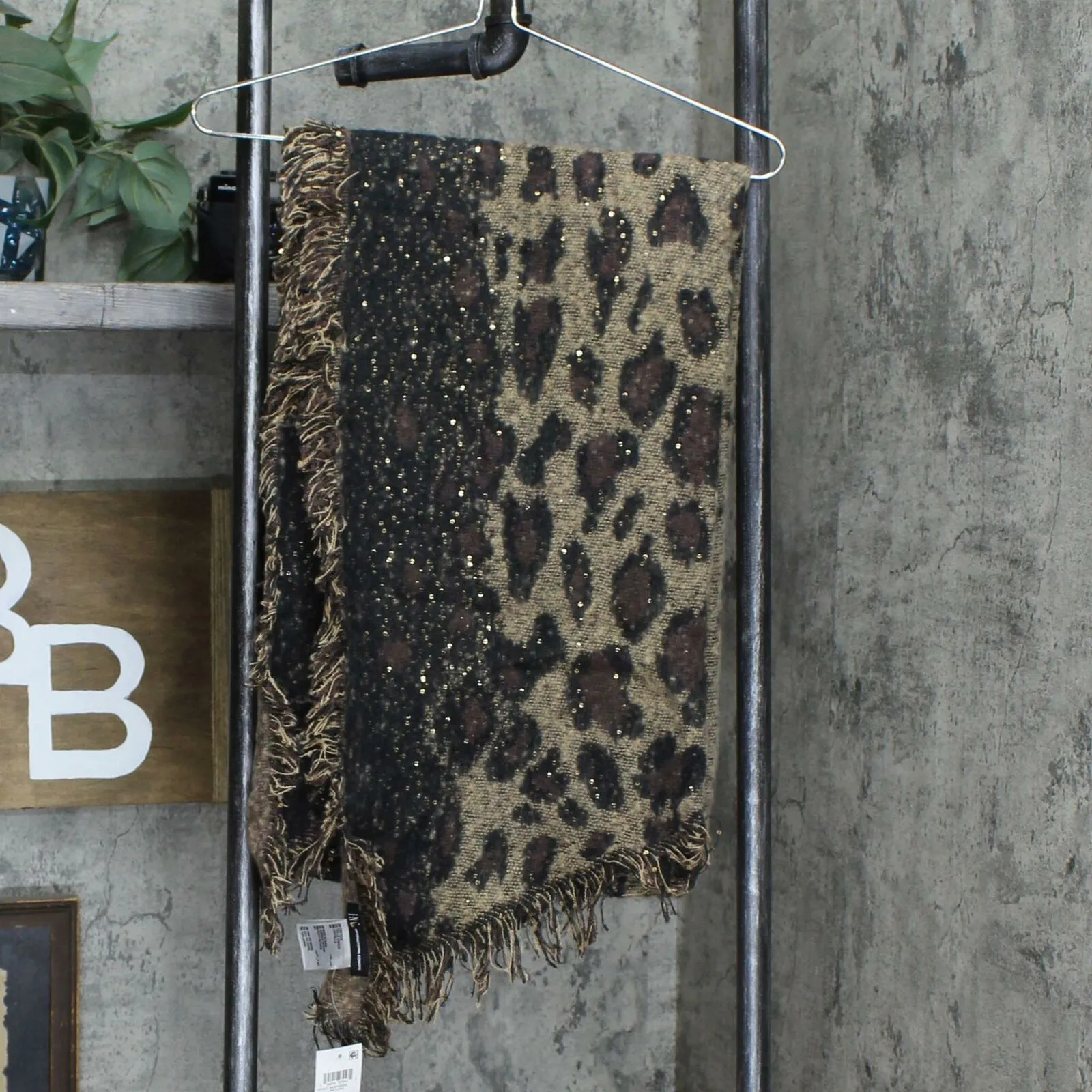 INC International Concepts Women's Leopard Sequin Blanket Scarf