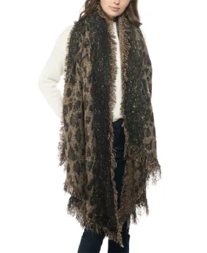 INC International Concepts Women's Leopard Sequin Blanket Scarf