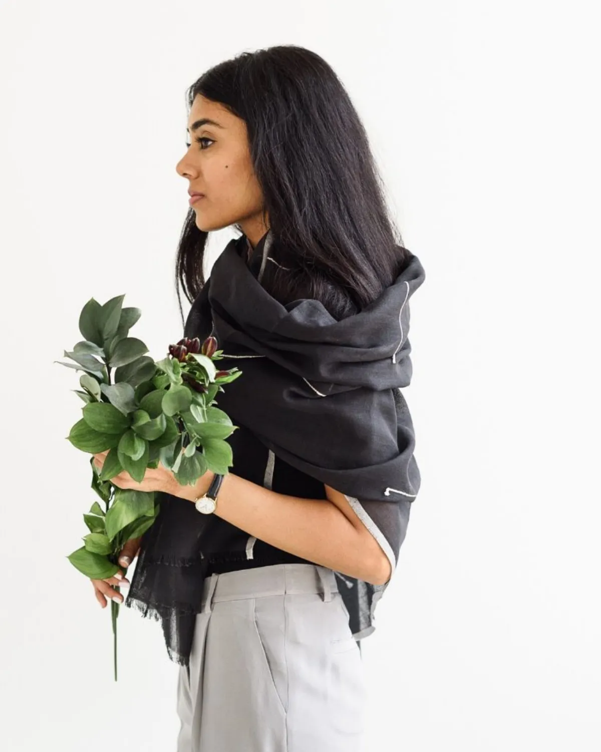 Ink Mist Variously Cotton Scarf